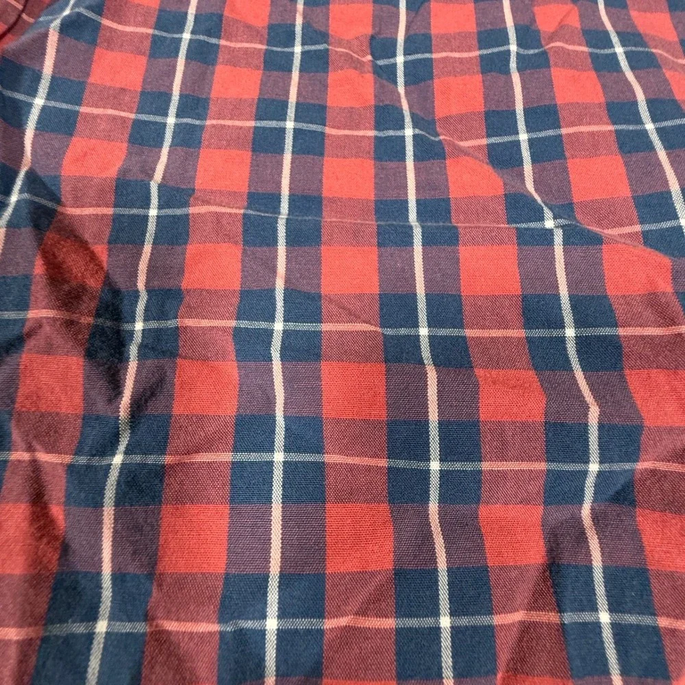 J.Crew Men's M Slim Fit Red Navy Plaid Button-Down Shirt Long Sleeve